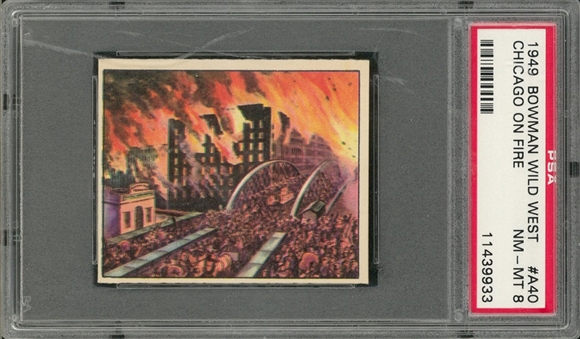 1949 Bowman "Wild West" #A-40 "Chicago on Fire" – PSA NM-MT 8 "1 of 2!"
